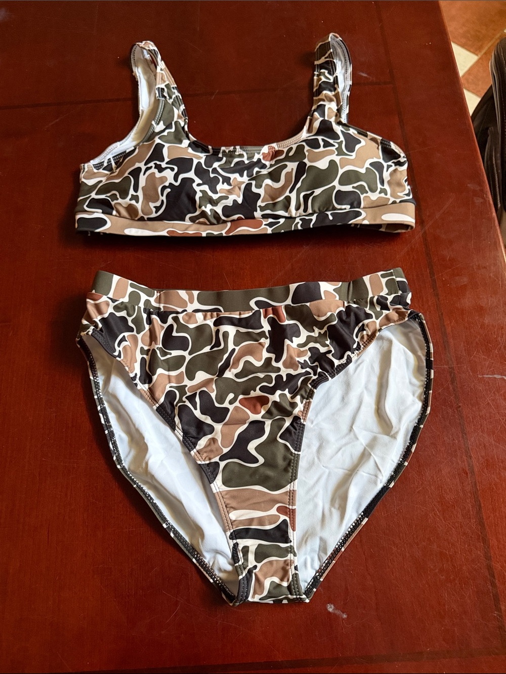 Camo Print Women’s Bikini Set - Olive Brown Camo